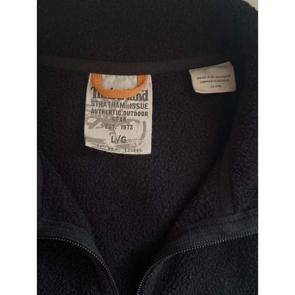 Timberland Stratham Issue Black Polartec Fleece Zip Up Vest, Size Large
